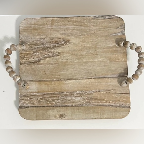 Wood Tray ONLY, With Beaded Handles - Picture 9 of 11